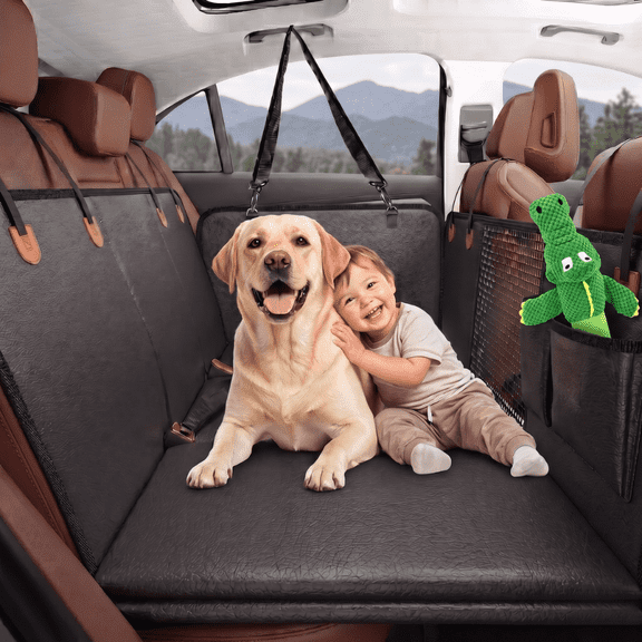 Dog Back Seat Extender, Hard Bottom Waterproof Dog Car Seat Cover, Anti-Scratch Easy to Clean Design, 400lbs Heavy Duty Load Capacity