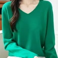thumbnail image 6 of HAiming Women Sweater V Neck Long Sleeve Casual Solid Color Soft Pullover Blouse Loose Trendy Clothes, 6 of 6