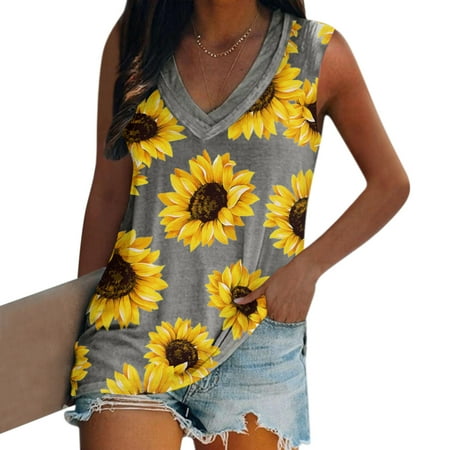 

Cropped Bra Women Casual V Neck Top Shirt Sleeveless Top Flower Print Vest Pullover Shirt Women Sleeveless