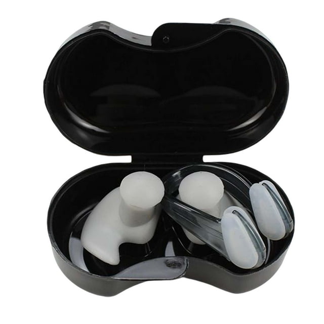 Juego de tapones para los oídos y pinzas para la nariz para natación Tapones de silicona para los oídos para natación Oído Nariz Gris
