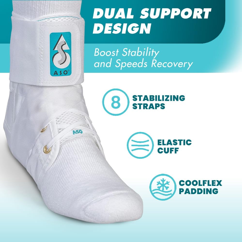 Med Spec ASO Ankle Stabilizer Orthosis, White, Small
