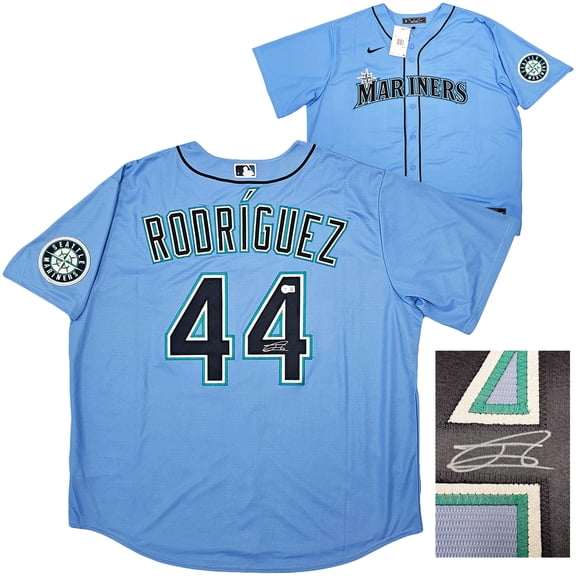Seattle Mariners Julio Rodriguez Autographed Light Blue Nike Jersey Size XXL Beckett BAS QR 213111