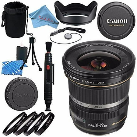 Canon EF-S 10-22mm f/3.5-4.5 USM Lens 9518A002 + 77mm Macro Close Up Kit + Lens Cleaning Kit + Lens Pouch + Lens Pen Cleaner + 77mm Tulip Lens Hood + Fibercloth