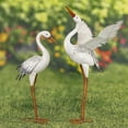 thumbnail image 4 of Set of 2 44.5" Tall Metal Great White Heron Garden Figurines, 4 of 6