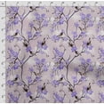 thumbnail image 4 of Soimoi Bird & Flowers Printed Cotton Fleece Fabric By The Yard Sewing DIY Stretch Fabric 56 Inches Wide WarmFabric For Hats, Coats, Gloves, Blankets-Violet, 4 of 5
