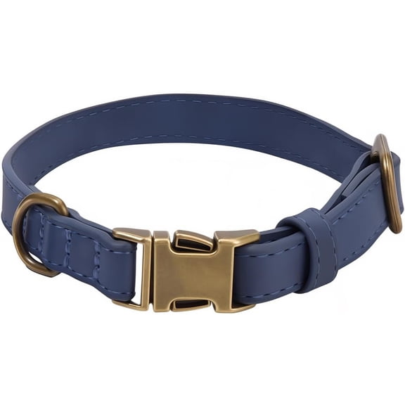 10.24 to 14.17 Inch PU Leather Dog Collar with Quick Release Buckle Rolled Durable Heavy Duty Puppy Collar Adjustable Rust Proof Pet Martingale Choker for Small Medium Large Dog (Blue S)