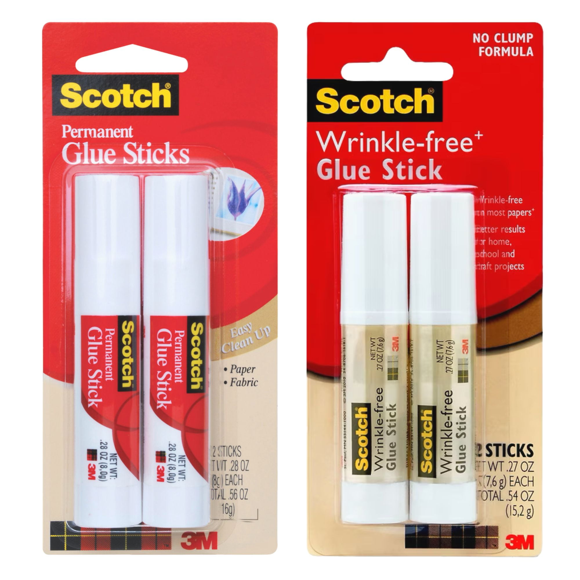 Scotch Permanent Glue Sticks .28 Oz 24 PK Washable Non-toxic for