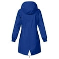 thumbnail image 4 of Rain Jacket Women Long Lightweight Waterproof Rain Coats Plus Size Windbreakers Raincoat Outdoor Travel Hooded Jacket Royal Blue S, 4 of 7
