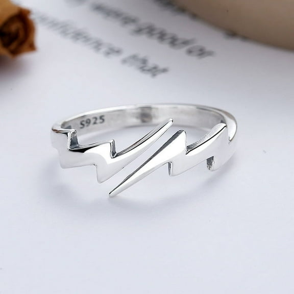 Silver Lightning Ring: Casual & Simple Style, 0.6cm Width, All-Match Design for Everyday Wear