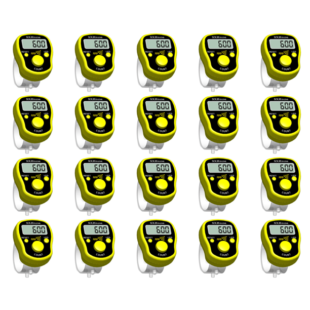 20 Piezas Mini Marcador Puntada Contador Dedos Herramientas Cuenta Manuales Digitales LCD (amarillo)