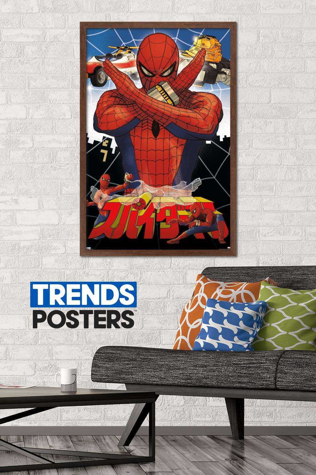 Marvel Comics TV - Japanese Spider-Man - Collage Wall Poster, 22.375" x 34", Framed