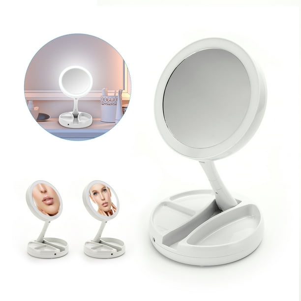 10x Makeup Mirror Led Light Up Double, Light Up Tabletop Mirror
