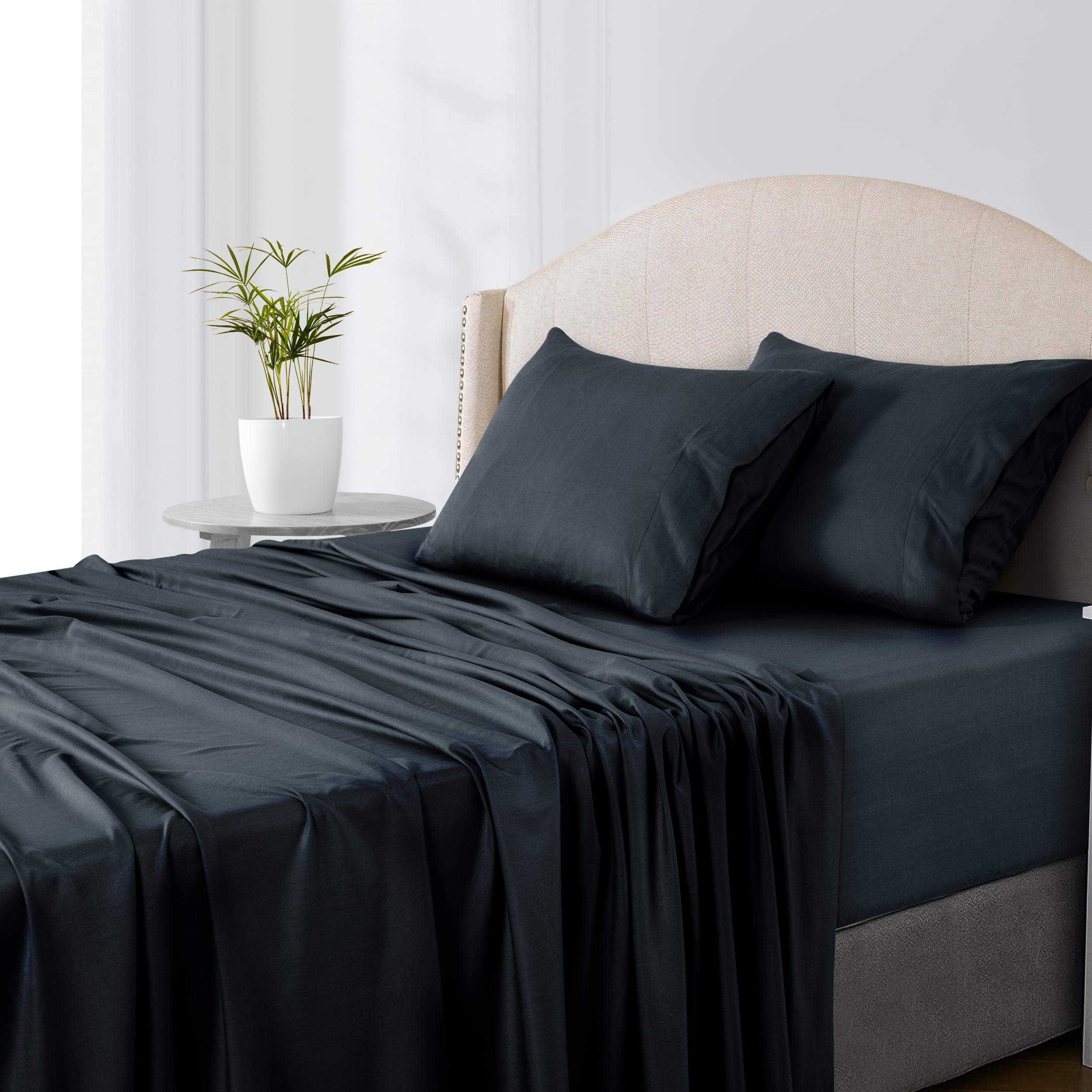 Lux Decor Collection Rayon from Bamboo Sheets Full Size Set - 4 Piece Luxury Bed Sheets Set, Black