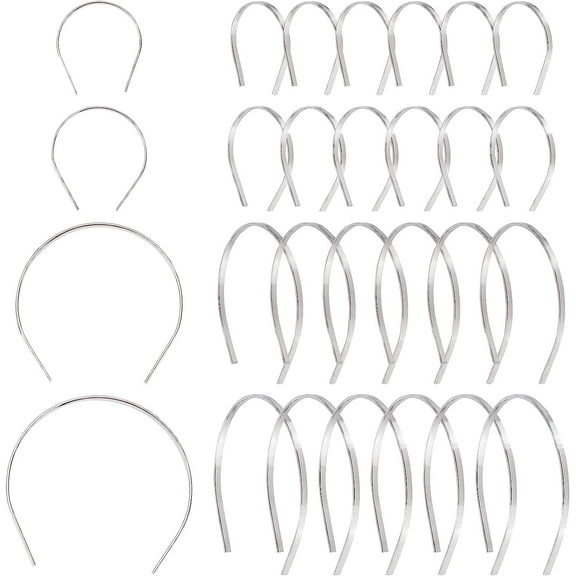24 Pack Dolls Hair Hoop for 7-8inch BJD Doll Hair Accessories Making Hairbands Hair Hoops Silver Plain Blank Hard Metal Headbands Hair Bands Clasps Tiara DIY Craft Accessories