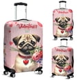 thumbnail image 2 of Happy Valentine's Day Pug holding flowers Travel Luggage Cover Dog Lover Gifts Suitcase Dust Protective Decor - 3005, 2 of 5