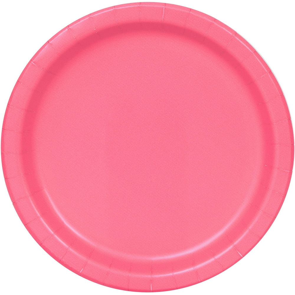9" Paper Dinner Plates, Hot Pink, 8ct