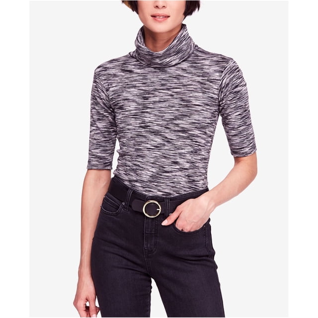 Free People Blusa de cuello alto teñida para mujer, negro, grande Free People Pull-over