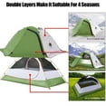 thumbnail image 4 of Lightweight 2-Person Backpacking Tent, IC ICLOVER Waterproof Two Doors Easy Setup Double Layer Outdoor Tent for 4 Seasons Camping Hiking and Mountaineering - Green, 4 of 9