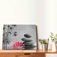 thumbnail image 5 of Zen Pink Floral Canvas Wall Art Water Lily and Zen Stone Bamboo Wall Art Modern Yoga Spa Wall Decor Framed for Bathroom Bedroom Office Painting,16 X 12 inches, 5 of 8