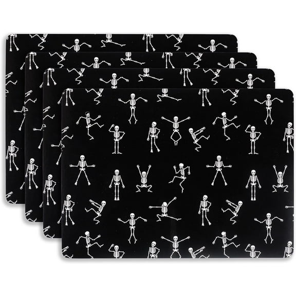 Home Cork Placemats 18 x 12-Inch Set of 4 (Dancing Skeletons)