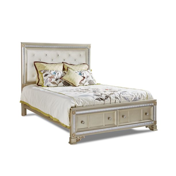 82" Beige and White Queen/King Bed Rails