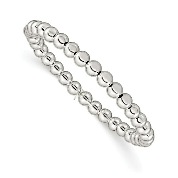 White Sterling Silver bracelet Adjustable & Stretch Wrap 6 mm
