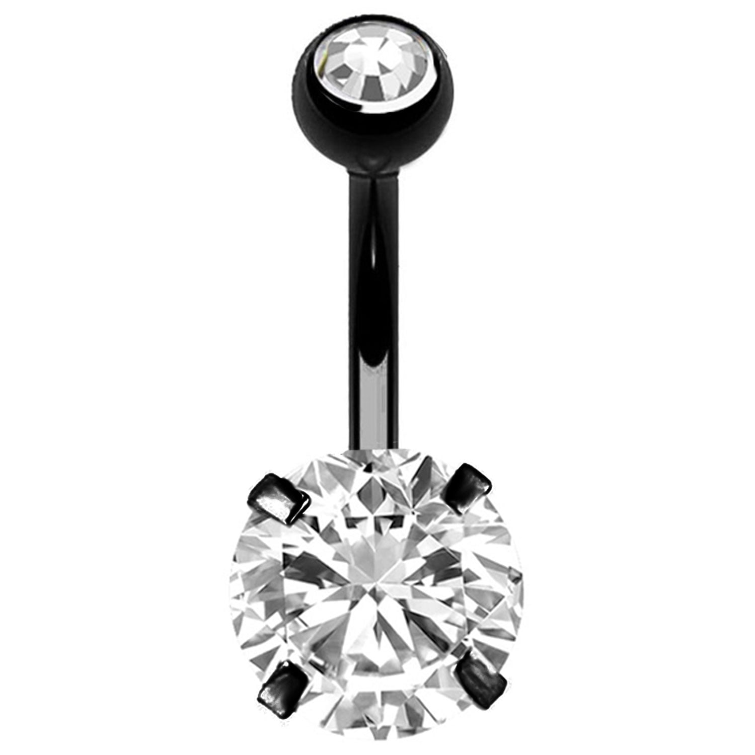 BodyJ4You Belly Button Ring Set Disco Ball CZ Crystals 14G Navel Banana Barbell Steel Body Jewelry