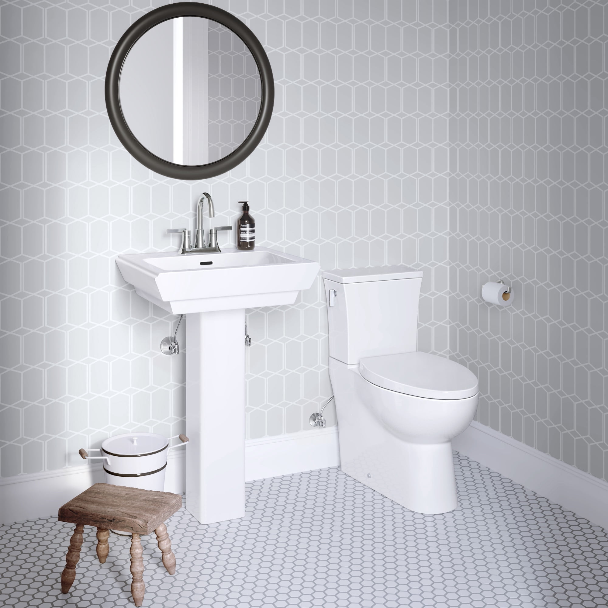 Proflo PF1184WH 22-7/8" Rectangular Vitreous China Pedestal Bathroom Sink - White