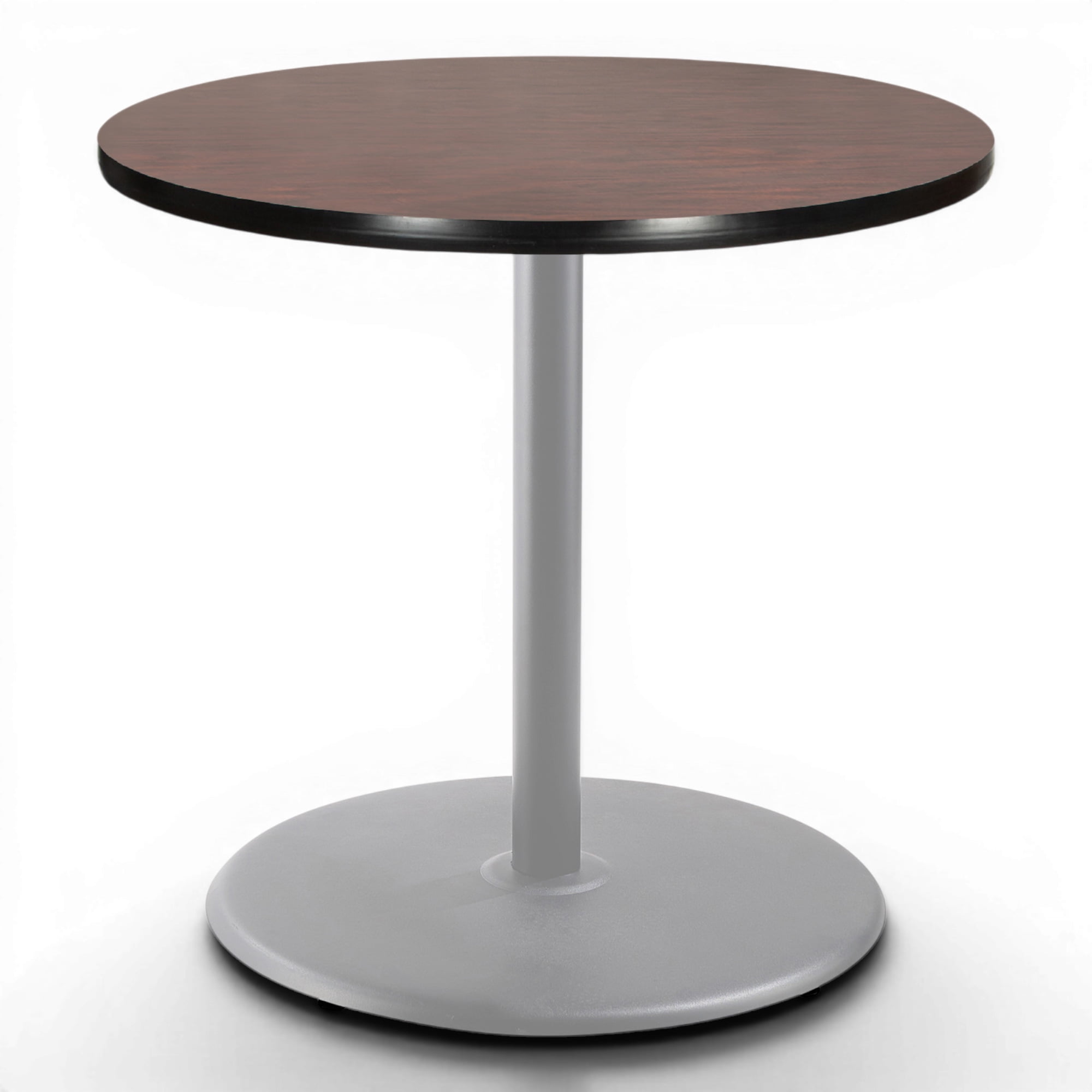 Hampden Furnishings Bennet Collection Steel Frame 36" Round Top, Round Base, 36" Height, Cafe Table Grey Frame/Mahogany Top