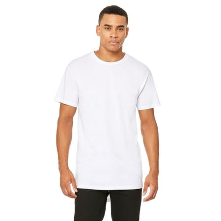 Bella + Canvas Men s Long Body Urban T-Shirt - 3006 Bella + Canvas Men s Long Body Urban T-Shirt - 3006  Bella + Canvas  3006  WHITE  M  T-Shirts  Mens Tall T Shirts Wholesale  4.2 oz.  100% combed and ring-spun cotton; 30 singles ; Dark Grey Heather is 52% combed and ring-spun cotton  48% polyester; Retail fit ; Long body; Rounded bottom hem ; Drop tail ; Side-seamed
