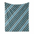 thumbnail image 1 of Striped Soft Flannel Fleece Throw Blanket, Navy Retro Style Diagonal Stripes Pattern Modern Artwork Design Image Print, Cozy Plush for Indoor and Outdoor Use, 60" x 80", White Grey Navy, by Ambesonne, 1 of 6