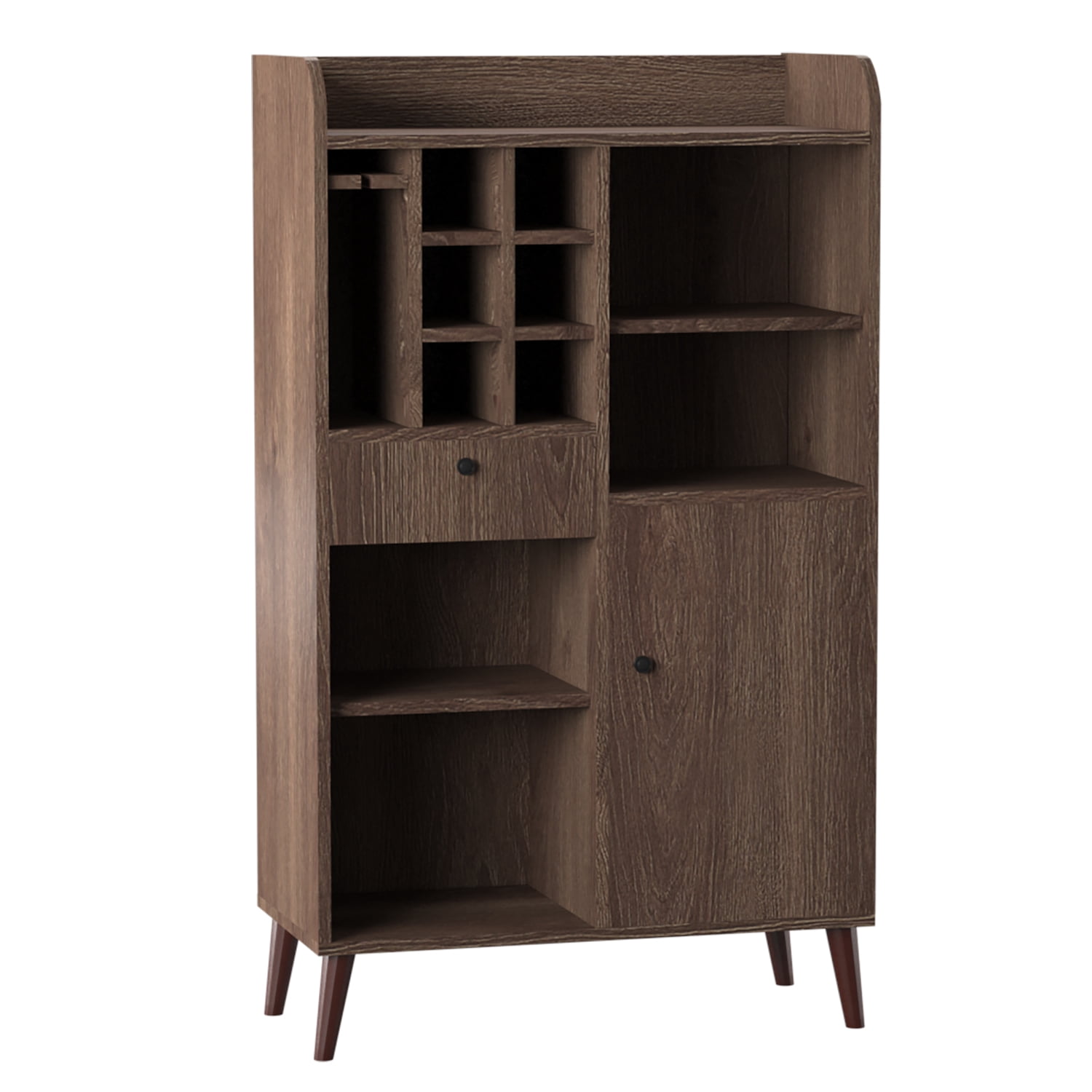 Furniture of America Munster Multi-Storage Wine Cabinet, Distressed Walnut