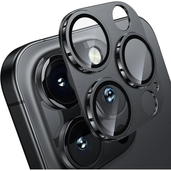 for iPhone 16 Pro/iPhone 16 Pro Max Camera Lens Protector, [Military Grade Shatterproof] [Strong Adsorption] Metal Aluminum Alloy Tempered Glass Camer