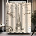 thumbnail image 3 of Paris Eiffel Tower Shower Curtain for Bathroom, Romantic Paris Shower Curtain Set Waterproof Fabric Bathtub Curtain Decor with 12 Hooks, 72x72 inches, 3 of 6