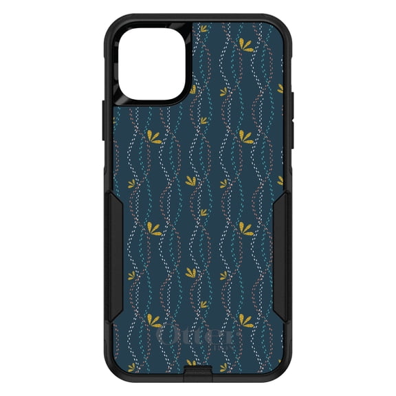 DistinctInk OtterBox Commuter Custom Case for Apple iPhone 15 (6.1" Screen) - Wavy, Navy, Pink, Teal - Lightweight Grip