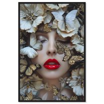 Madama Butterfly Canvas Floral Collage Wall Art by Art Remedy, Black Frame, 20" x 30"