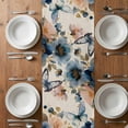thumbnail image 4 of Table Runner 90 Inches Long for Kitchen Dining, Vintage Blue Floral Dresser Scarf Farmhouse, Dining Table Decorations for Wedding/Parties, Butterflies Watercolor Flower Linen 13 x 90 In, 4 of 8