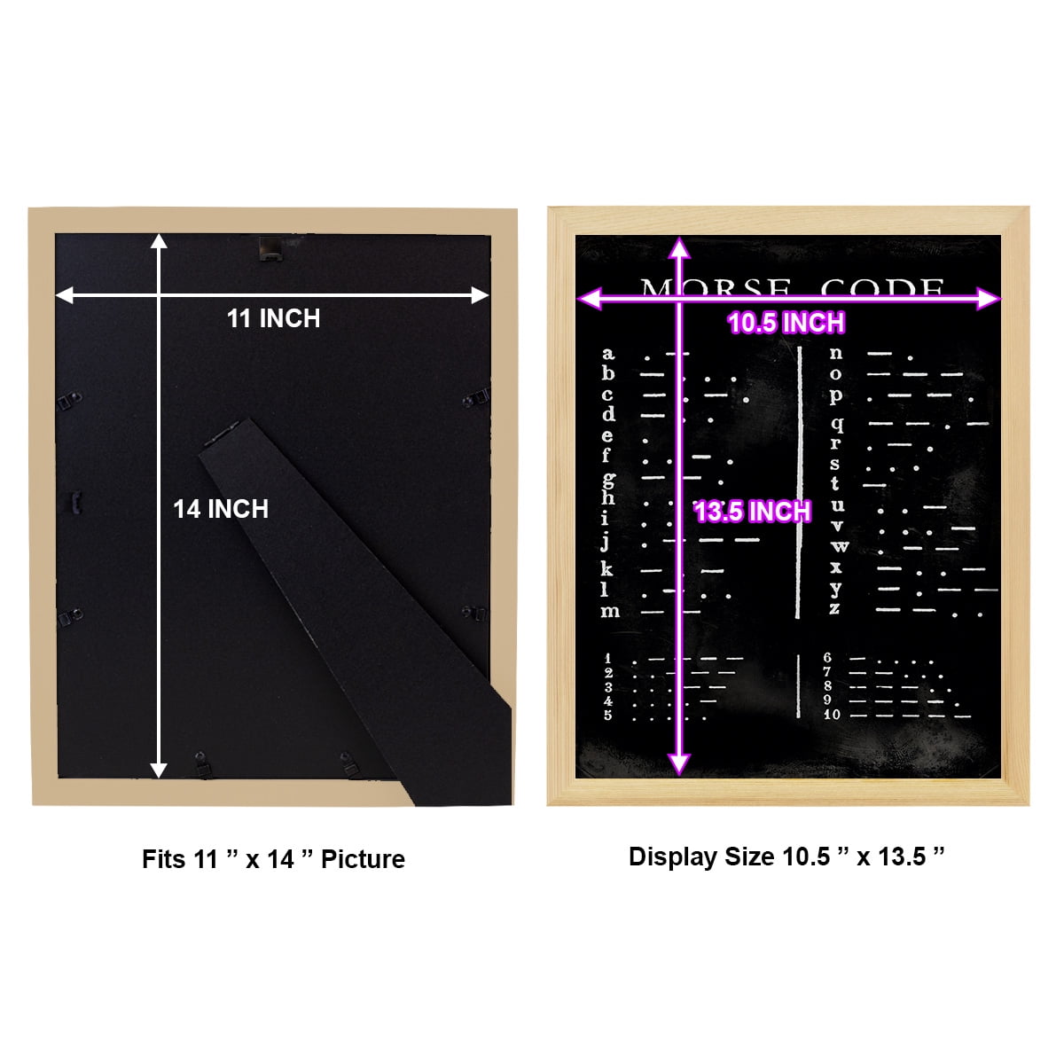 Morse Code Chart - Framed Print w/glass - Natural Wood