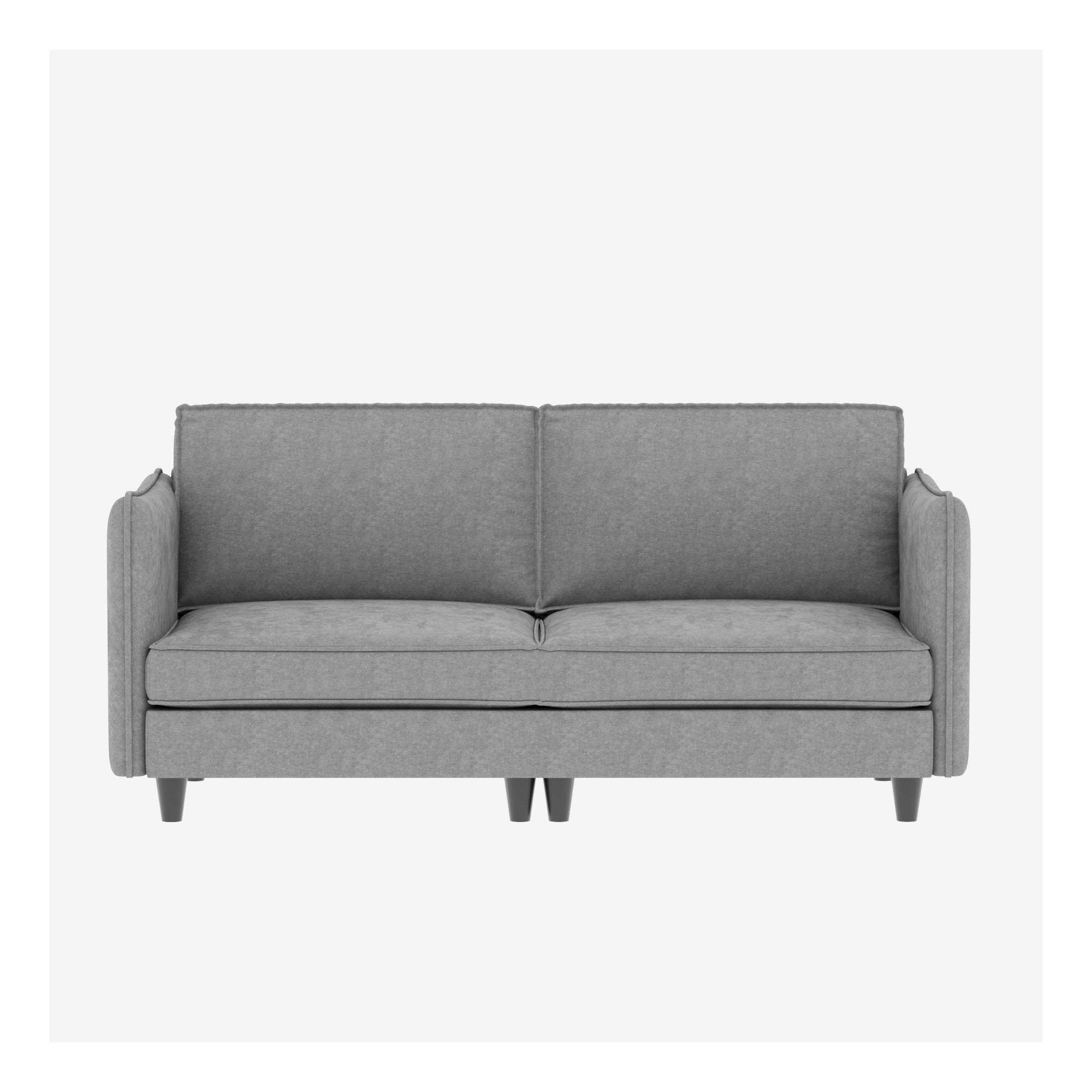 Henrietta Solid Wood Loveseat with Breathable Fabric, Pocket Springs, and Side Storage, Grey