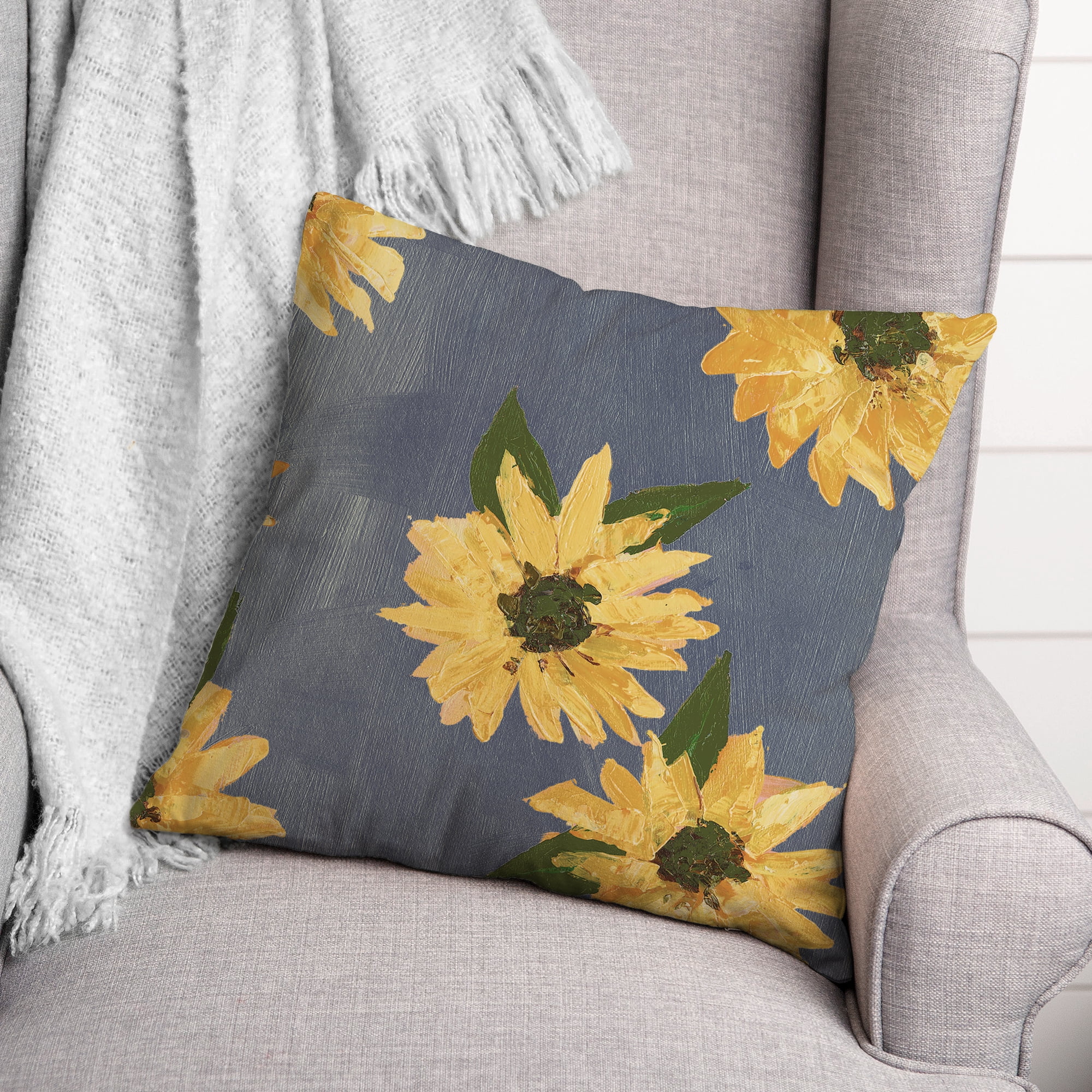 Creative Products Painted Sunflower Blue 18 x 18 Indoor / Outdoor Pillow