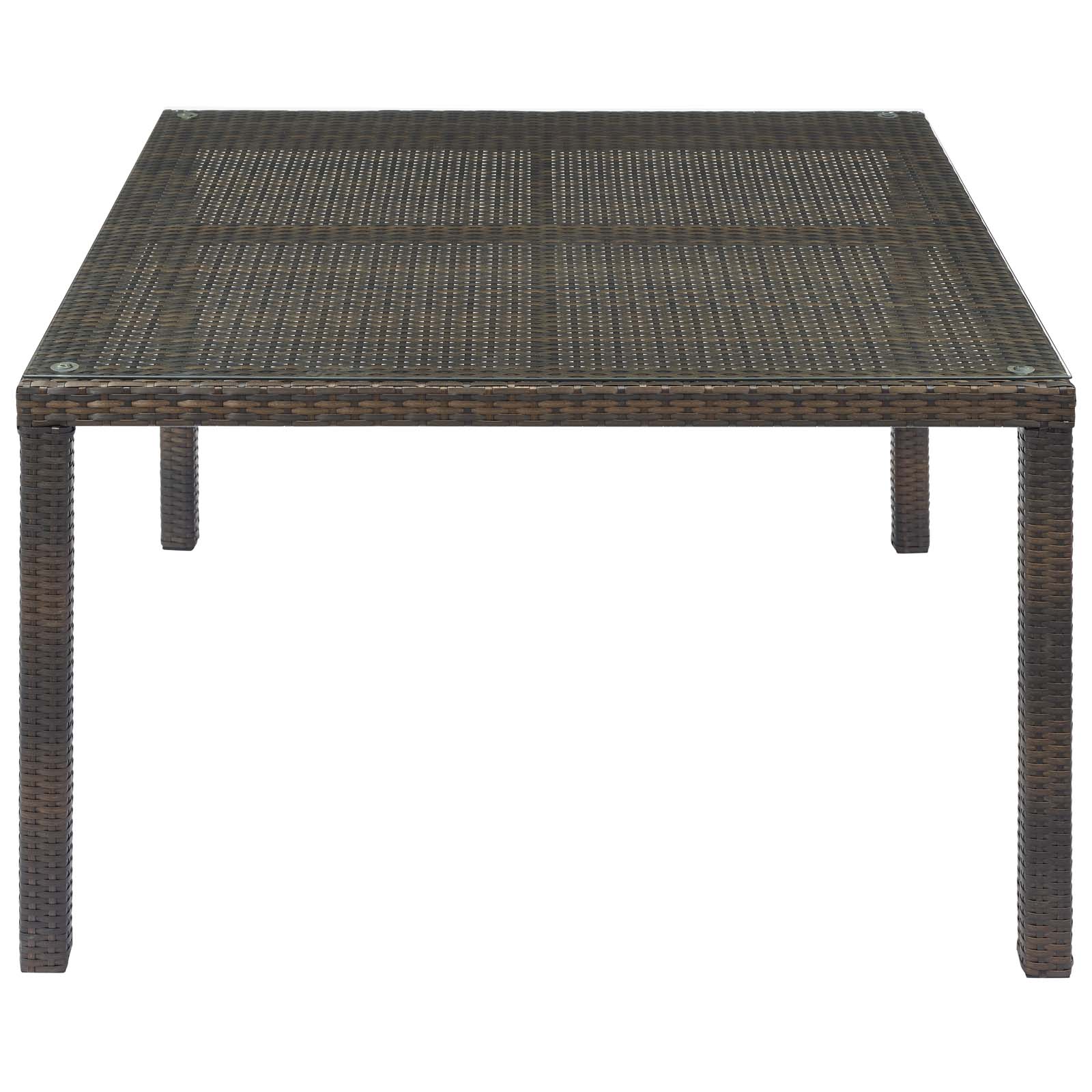 Modern Contemporary Urban Design Outdoor Patio Balcony Garden Furniture Lounge Dining Table, Rattan Wicker Glass, Brown - image 2 of 3