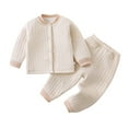 thumbnail image 2 of ATOGUTA Boys Outfit 2-Piece Fleece PJs Set Soft Cozy Long Sleeve Top and Pants Sleepwear Size 6M-5T, Khaki, 2 of 6