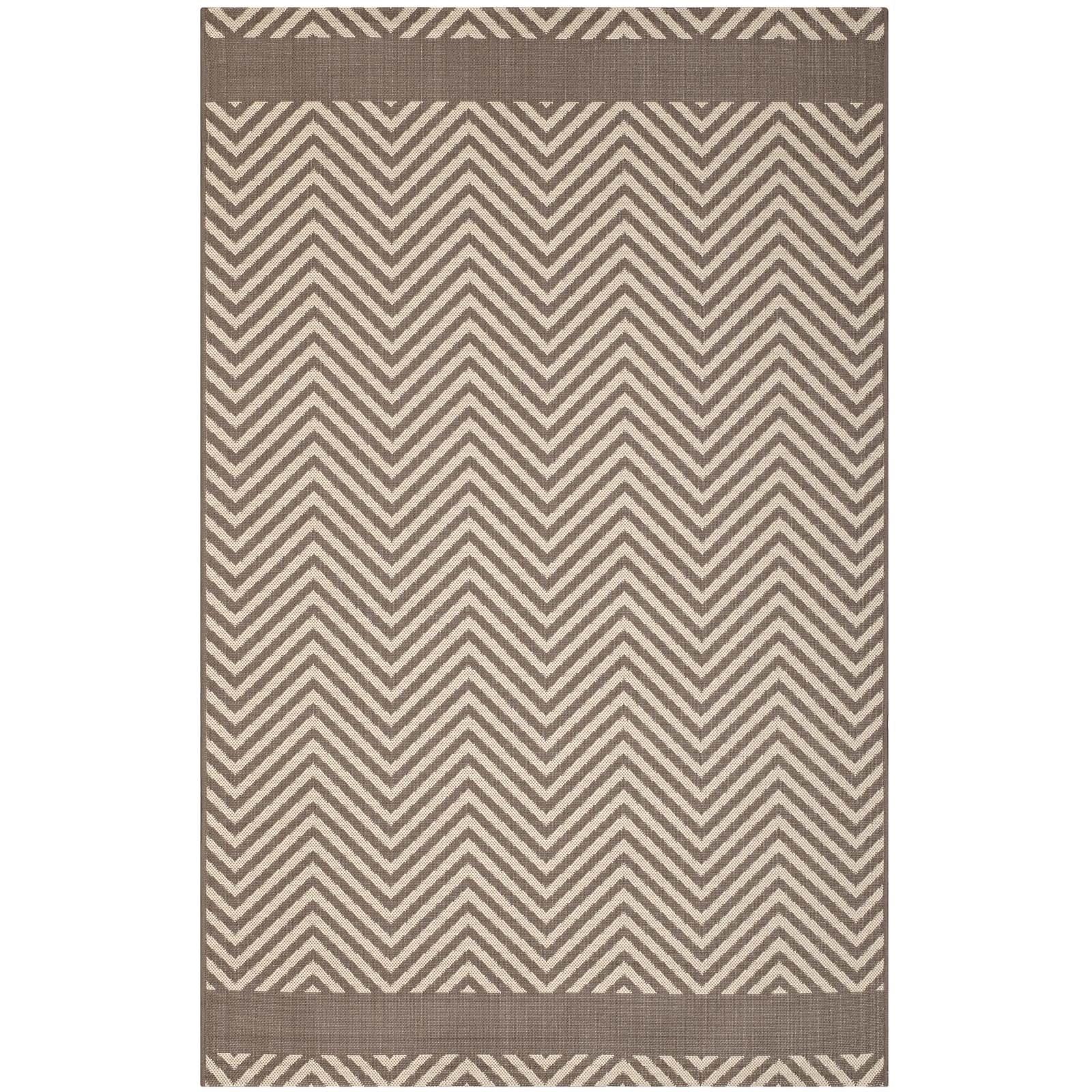 Optica Chevron With End Borders 8x10 Indoor and Outdoor Area Rug-R-1141-810