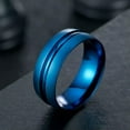 thumbnail image 4 of 8MM Blue/Black Matte Bands Titanium Steel Men's Wedding Jewelry Ring Size 7-12, 4 of 9