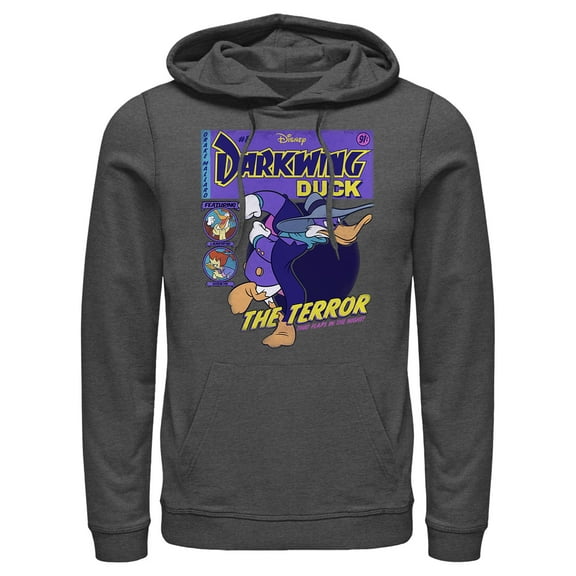 Men's Darkwing Duck Comic Cover  Pull Over Hoodie Charcoal Heather 2X Large