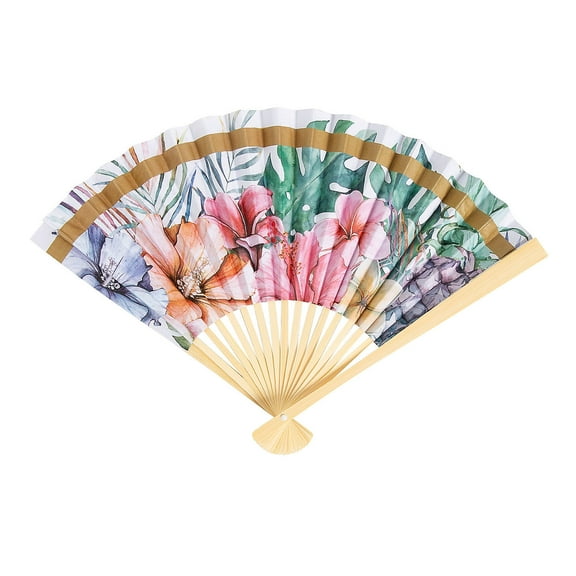 Fun Express Elevated Luau Folding Hand Fans - 12 Pieces