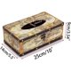 thumbnail image 1 of Soporte para caja de pañuelos Retro, organizador de pañuelos rectangular de madera + cubierta de caja de pañuelos de Pu (mapa amarillo), 1 of 3