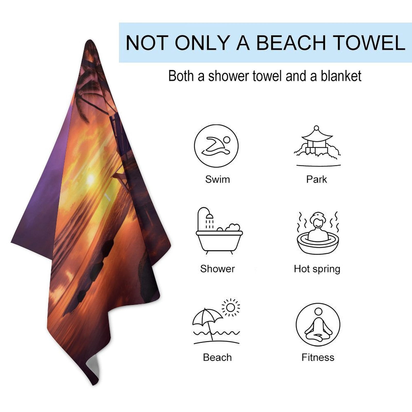 Hawaii Microfiber Lightweight Beach Towel Quick Dry Absorbent Thin Towels for Swimming Pool Camping Beach Easy for Vacation Essentials