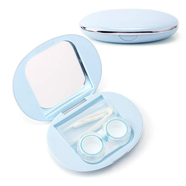 Contact Lens Box Crown Cute Contact Lens Travel Case Contact Lens Case Container Holder Storage Box Portable Contact Lens Travel Kits Cute Mini (Light blue)
