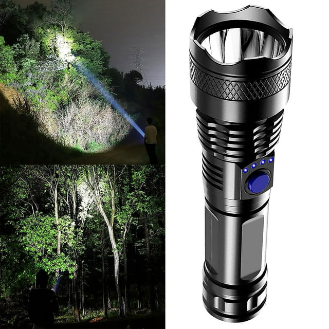 Riforla Flashlights LED Rechargeable ABS Strong Light Super Bright Flashlight High Powered Flash Light with Zoomable 4 Modes Powerful Handheld Portable Home Flashlights Black